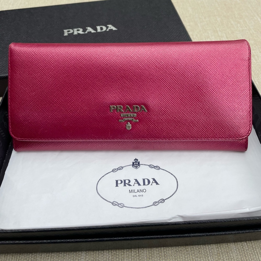 PRADA Saffiano Leather Long Bifold Wallet